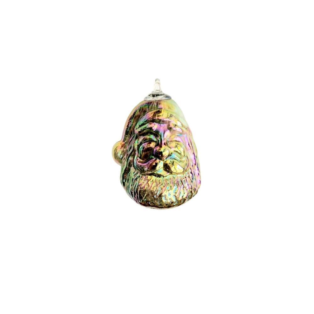 NWT Glass Eye Studio Christmas Ornament Santa Iridescent
